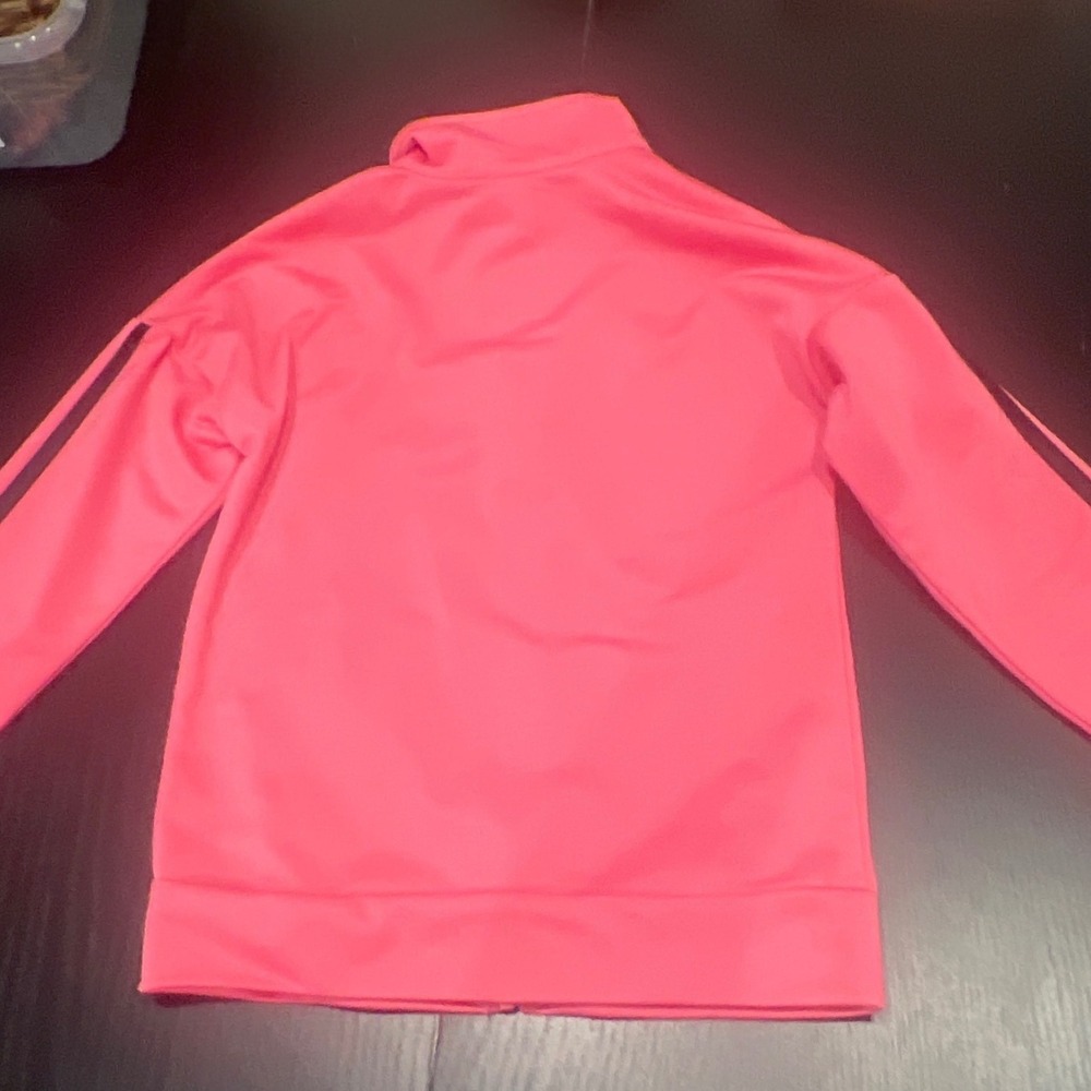 Kids Adidas Track Jacket‎ Coral Pink Full Zip Size 6 Recycled Polyester - Picture 6 of 6